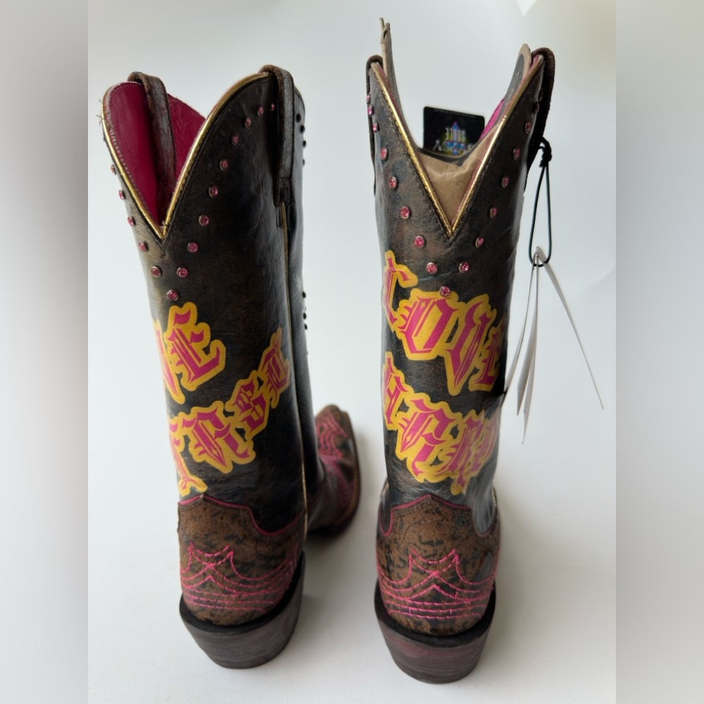 ARIAT Rare Gypsy Soule Collection Limited Edition Pink & Sassy Crystal Size 7,5 - Picture 8 of 17